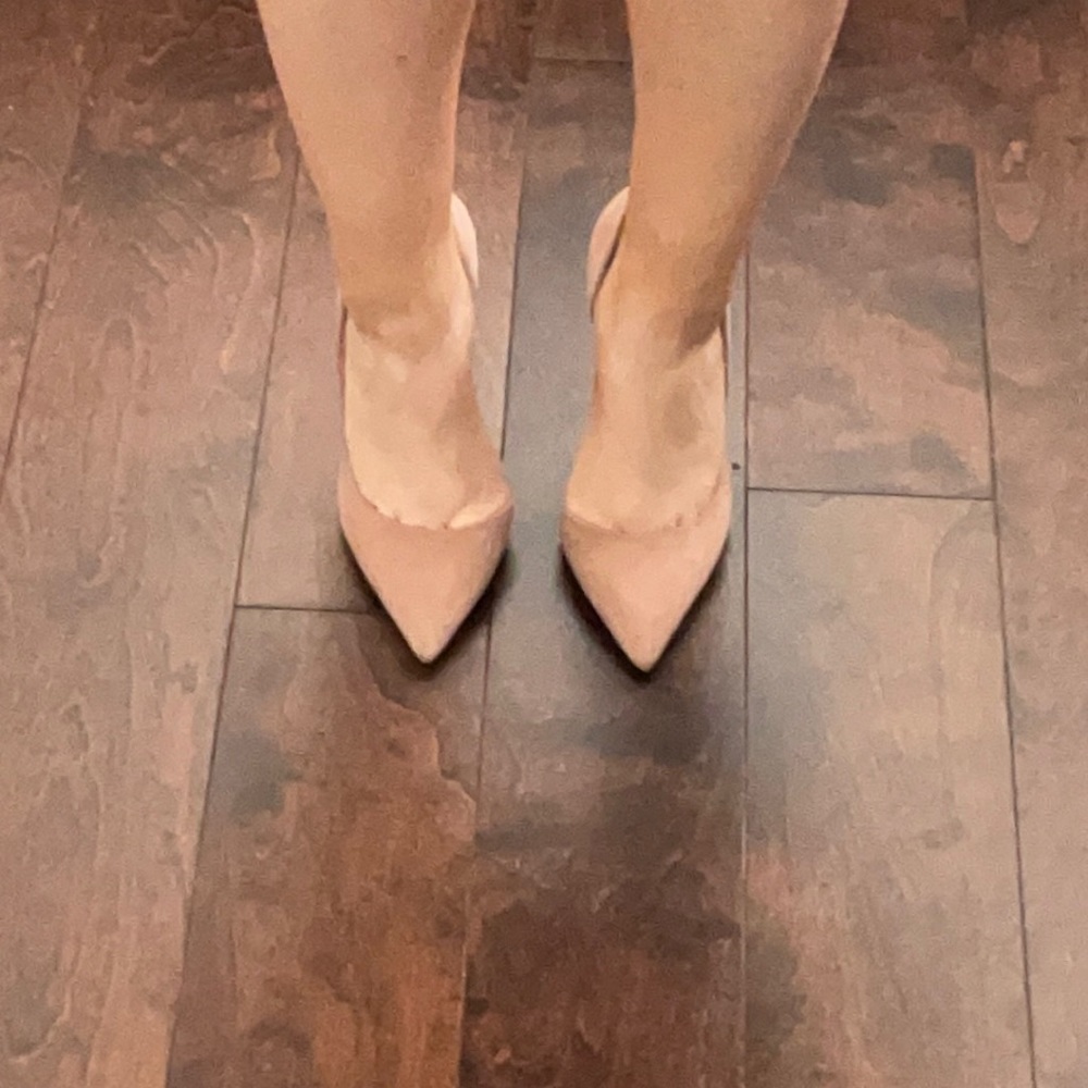 Aqua nude pointy toe heels